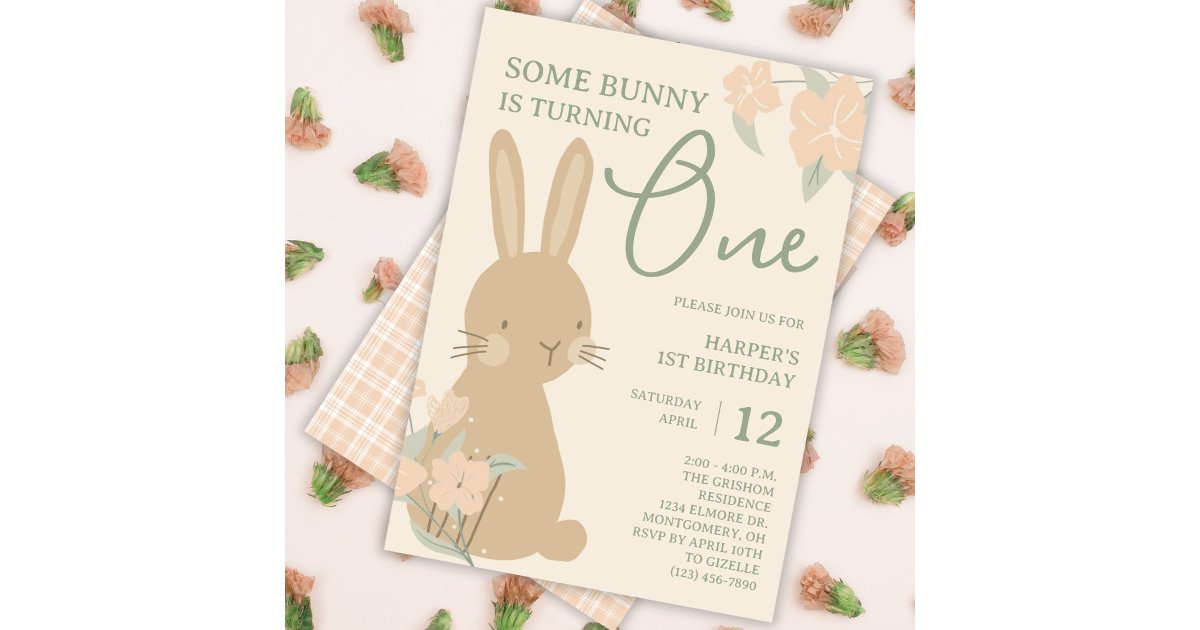 Some Bunny is Turning One Girl's 1st Birthday Invitation | Zazzle