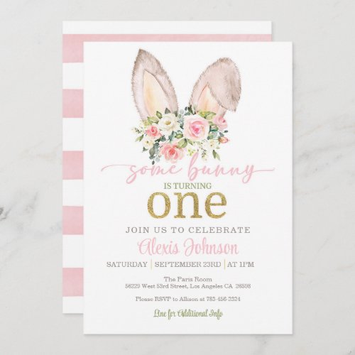 Some Bunny is Turning ONE Invitation - Bunny Ears