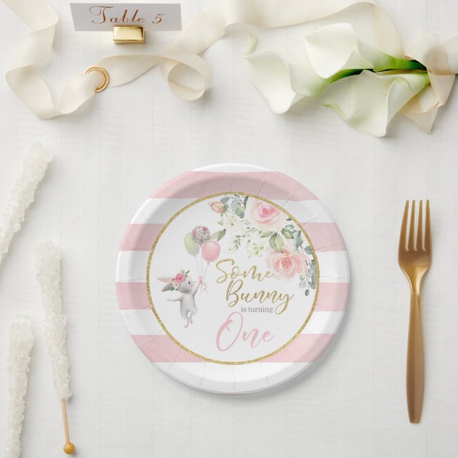 Some Bunny is turning ONE Paper Plates (Wedding)