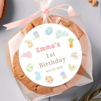 Some Bunny is Turning One Pastel Birthday Classic Round Sticker