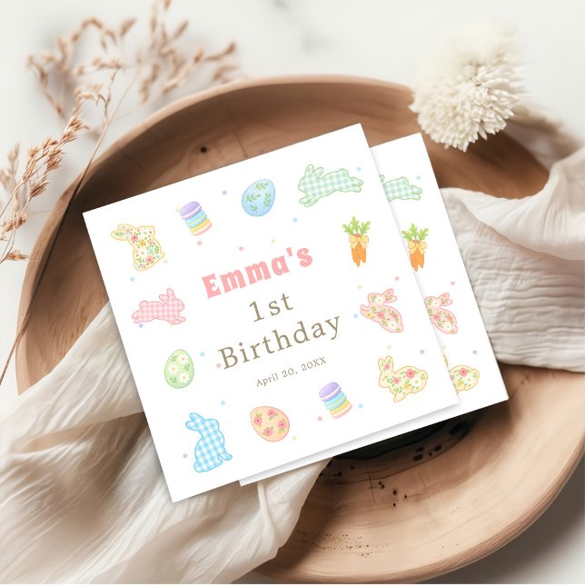 Some Bunny is Turning One Pastel Birthday Napkins (Creator Uploaded)