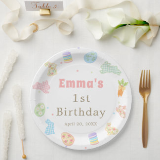 Some Bunny is Turning One Pastel Birthday Paper Plates