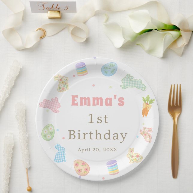 Some Bunny is Turning One Pastel Birthday Paper Plates (Wedding)