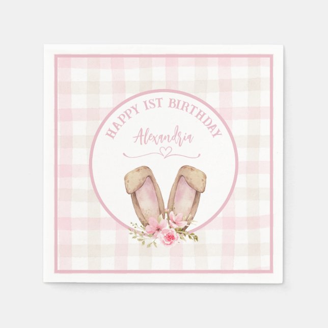 Some Bunny Is Turning One Pink Girl Napkins (Front)