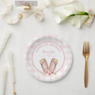 Some Bunny Is Turning One Pink Girl Paper Plates