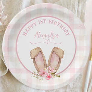 Some Bunny Is Turning One Pink Girl Paper Plates