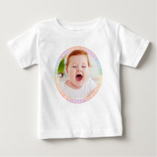Some Bunny is Turning One Rainbow Birthday Photo Baby T-Shirt