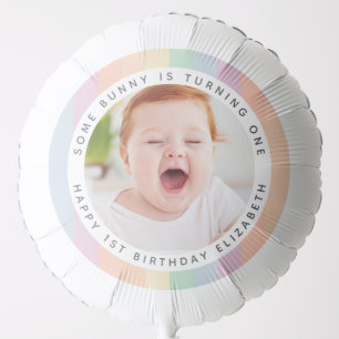 Some Bunny is Turning One Rainbow Birthday Photo Balloon