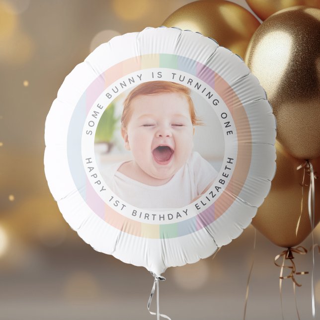 Some Bunny is Turning One Rainbow Birthday Photo Balloon (Creator Uploaded)