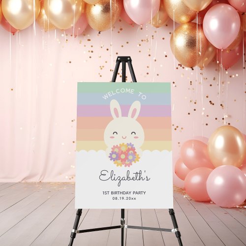 Some Bunny is Turning One Rainbow Birthday Welcome Foam Board