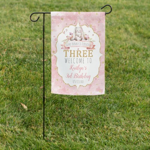 Some Bunny is Turning Three 3rd Birthday Welcome Garden Flag