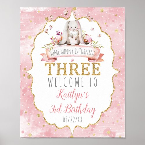 Some Bunny is Turning Three 3rd Birthday Welcome Poster