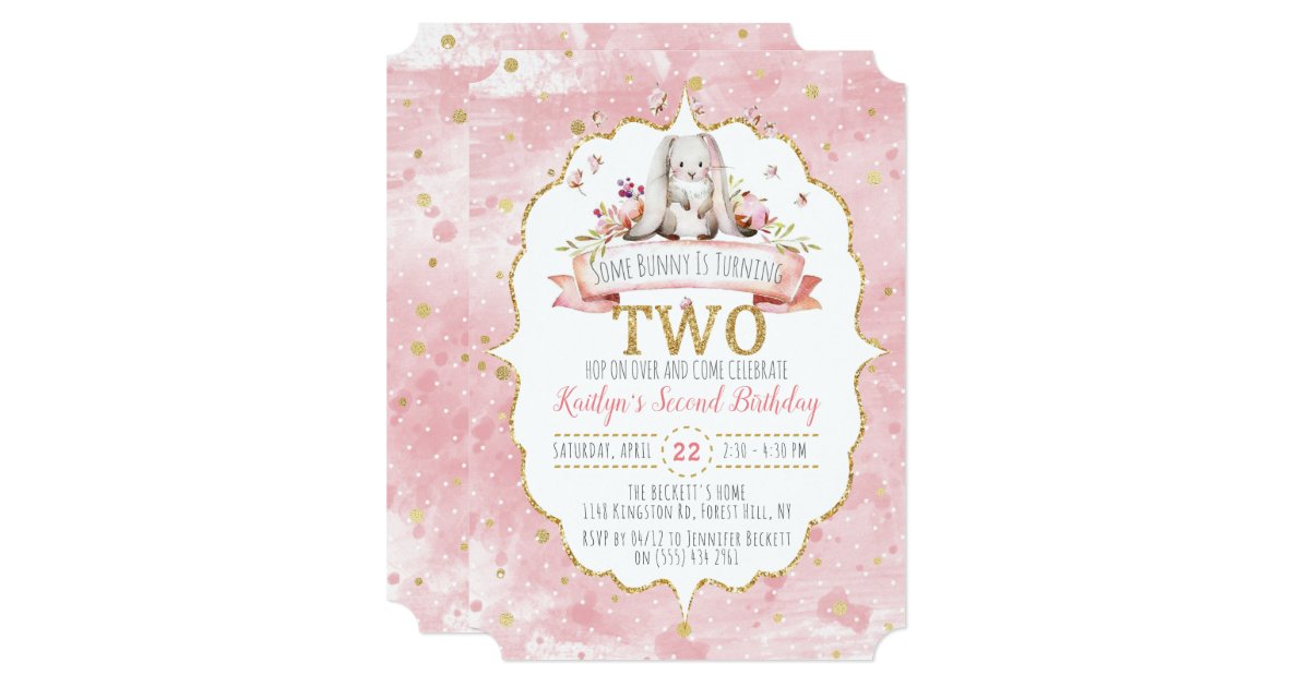 Some Bunny Is Turning Two 2nd Birthday Invitations Zazzle Some Bunny Is Turning Two 2nd Birthday Invitations Zazzle