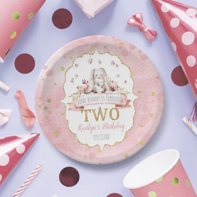 Some Bunny is Turning Two 2nd Birthday Paper Plates (Creator Uploaded)