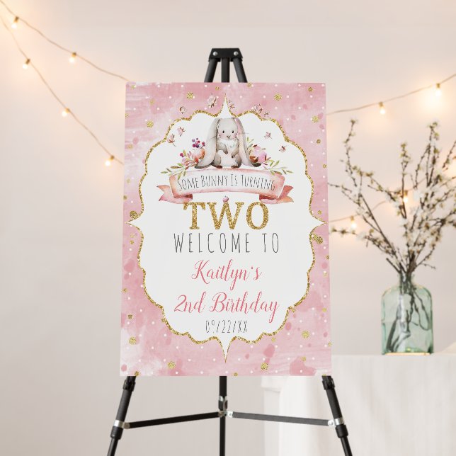 Some Bunny is Turning Two 2nd Birthday Welcome Foam Board (In Situ (Stand))