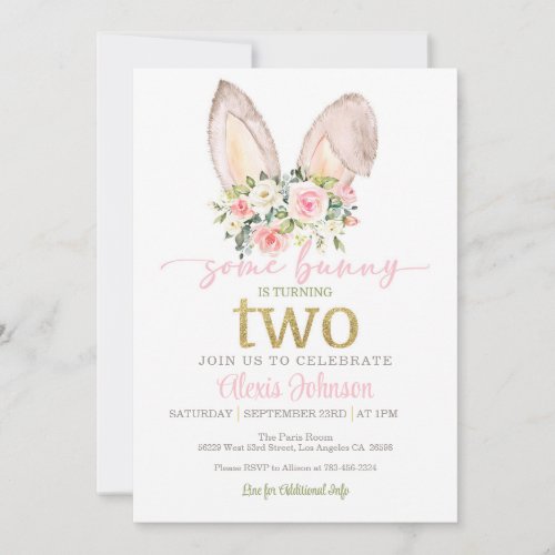 Some Bunny is Turning TWO Invitation - Bunny Ears