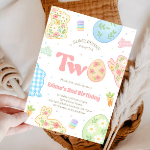 Some Bunny is Turning Two Pastel Birthday Invitation