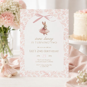 Some Bunny Is Turning Two Pink Tutu Birthday Invitation