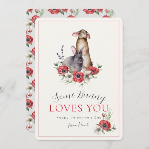 Some Bunny Loves You Anemone Valentines Day Holiday Card