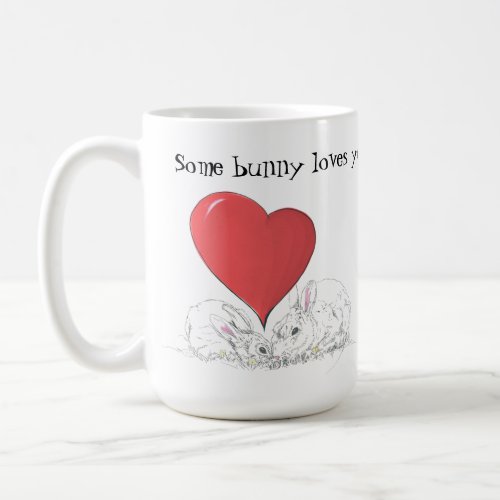 Some bunny loves you Big Red Heart coffee mug