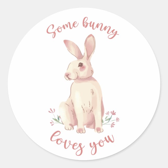 Some Bunny Loves You  Classic Round Sticker (Front)