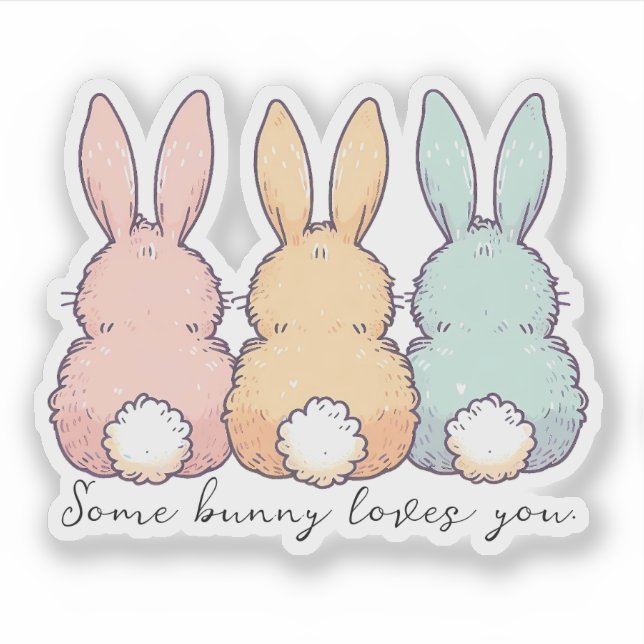Some Bunny Loves You Custom Contour Sticker (Front)