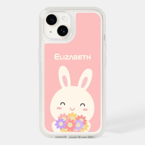 Some Bunny Loves You Custom Name Pink OtterBox iPhone 14 Case