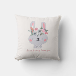 Some Bunny Loves You! Cute Bunny Throw Pillow