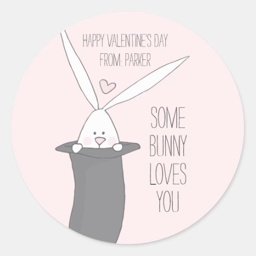 Some Bunny Loves You _ Cute Classroom Valentines  Classic Round Sticker