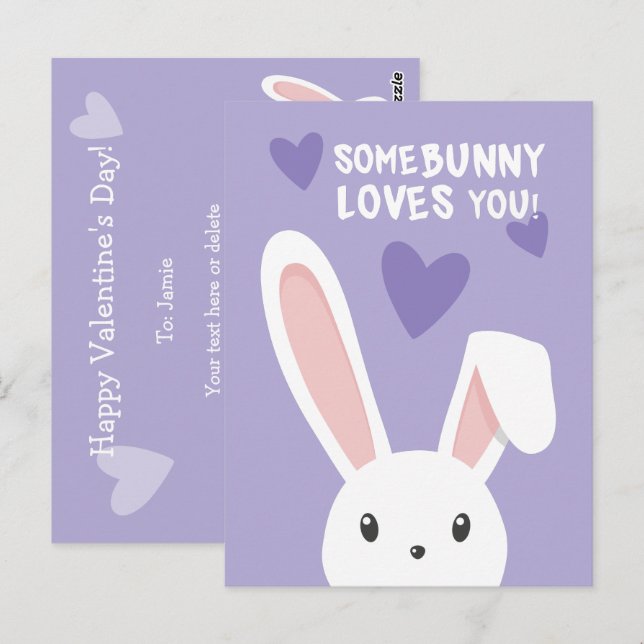 Some bunny loves you Cute Classroom Valentines day Postcard (Front/Back)