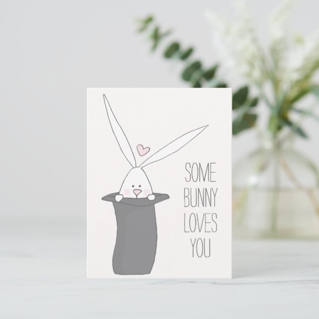 Some Bunny Loves You - Cute Classroom Valentines Postcard (Standing Front)
