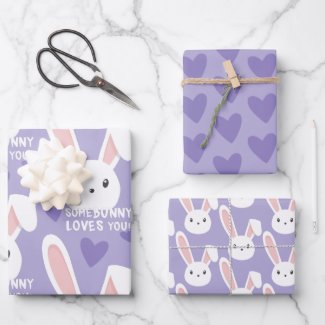 Some bunny loves you Cute hearts Purple Valentine 