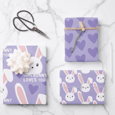 Some bunny loves you Cute hearts Purple Valentine 