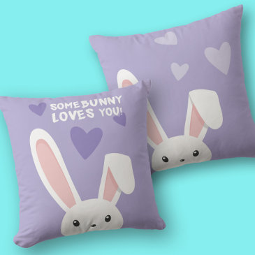 Some bunny loves you Cute hearts Valentine 2-sided