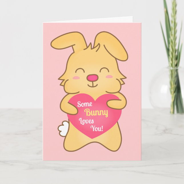 Some bunny loves you, cute humor holiday card (Front)