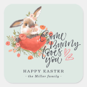 Some Bunny Loves You Easter Bunny Heart Square Sticker