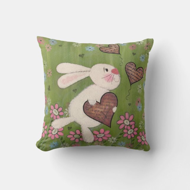 Some Bunny Loves You - Easter Rabbit Kids Art Throw Pillow (Front)