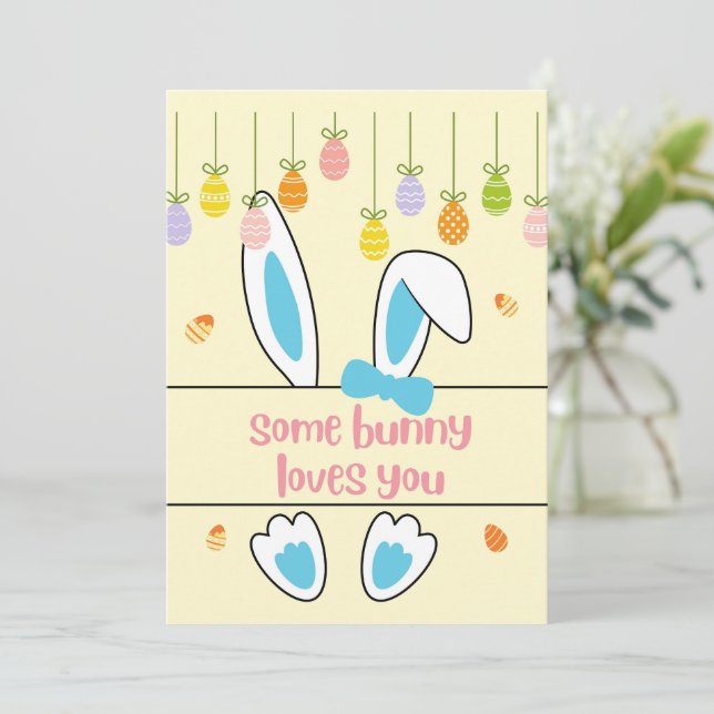 Some bunny loves you | Funny Easter Pun Card (Standing Front)