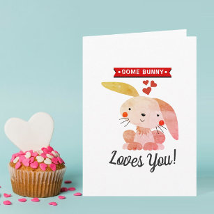 Some Bunny Loves You Funny Whimsy Valentine's Day Card