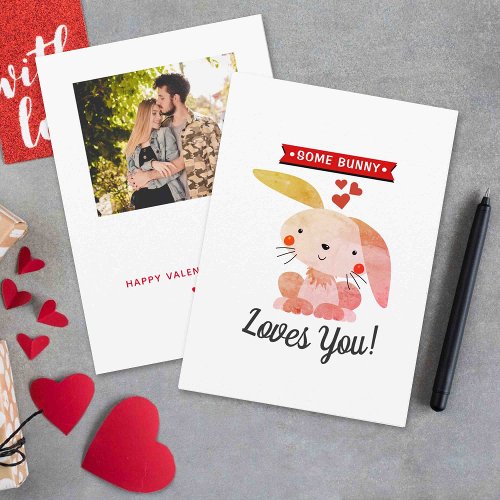 Some Bunny Loves You Funny Whimsy Valentines Day Holiday Card