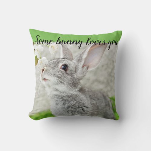 Some bunny loves you garden pillow with rabbit