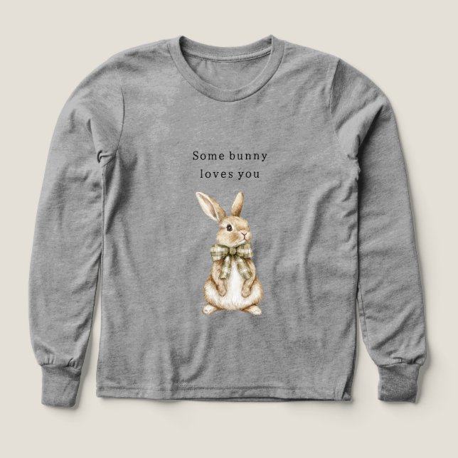 Some Bunny Loves You Green Bow Easter Tri-Blend Shirts (Design Front)