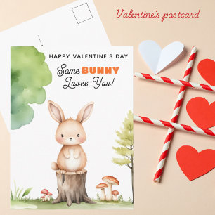 Some BUNNY loves you! Kids Happy Valentine's Day Holiday Postcard