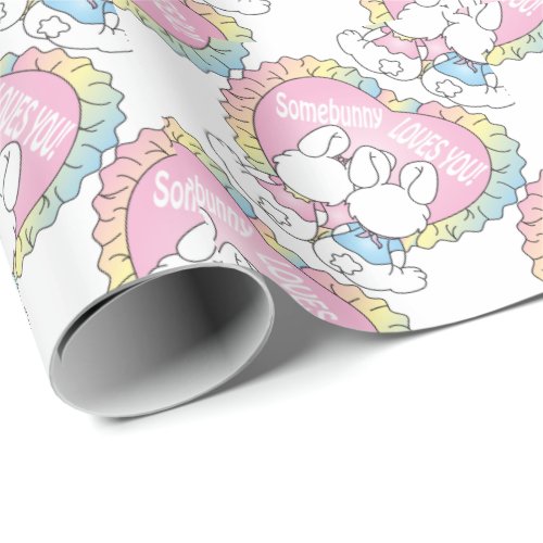 Some Bunny Loves You Pink Gift Wrapping Paper