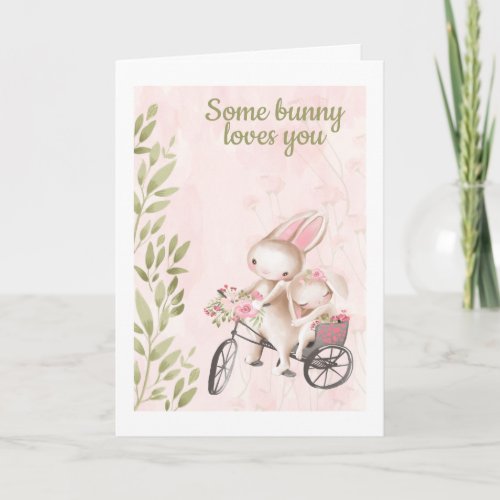 Some Bunny Loves You Rabbit Themed Valentines Day Holiday Card
