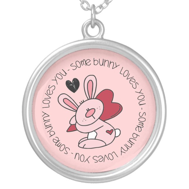 Some Bunny Loves You Silver Plated Necklace (Front)