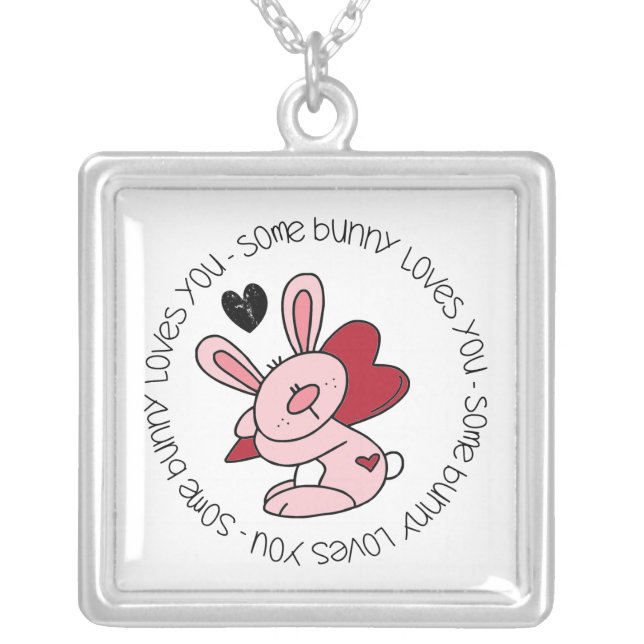 Some Bunny Loves You Silver Plated Necklace (Front)