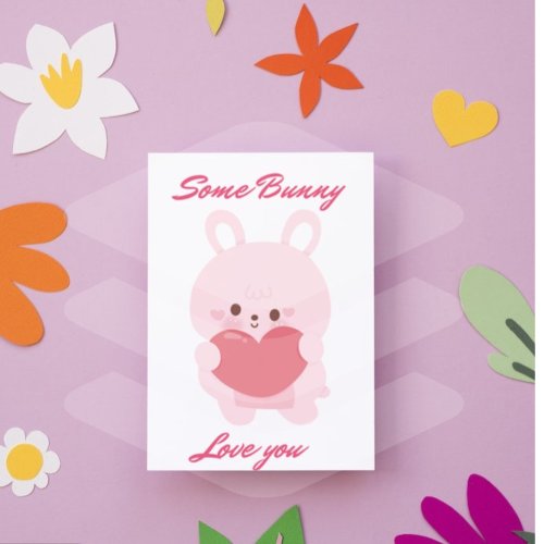 Some Bunny Loves You Valentines Day Card Custom