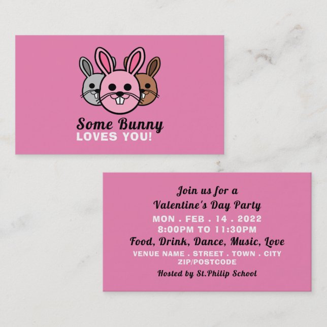 Some Bunny Loves You, Valentine's Day Party Ticket (Front/Back)
