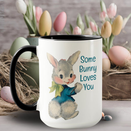 Some Bunny Loves You Vintage Bunny Rabbit Easter Mug